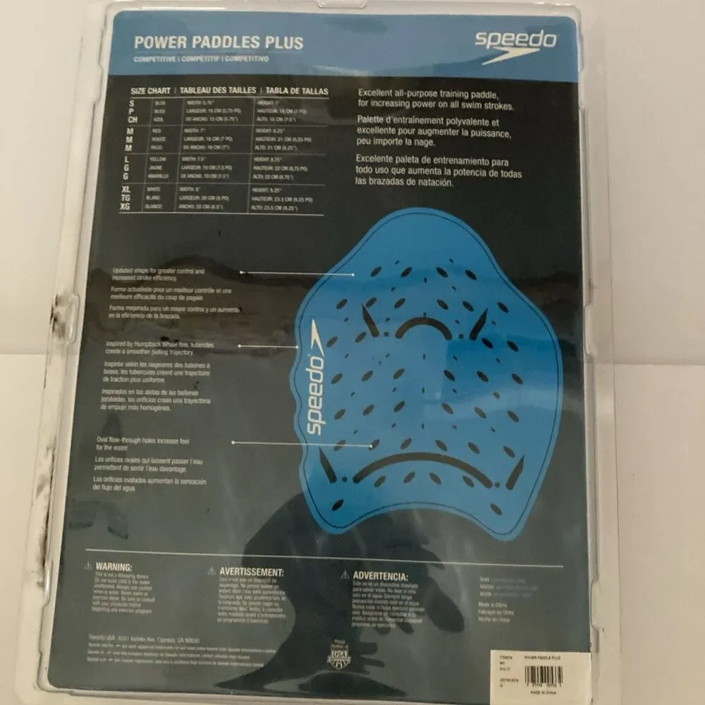 Speedo Power Paddle Plus Swim Training Hand Paddles Black Swimming Pair